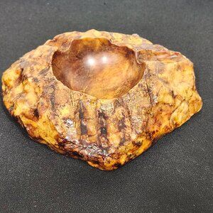 Hand Carved Vintage Alabaster Stone Ashtray Rich Reds and Brown Color